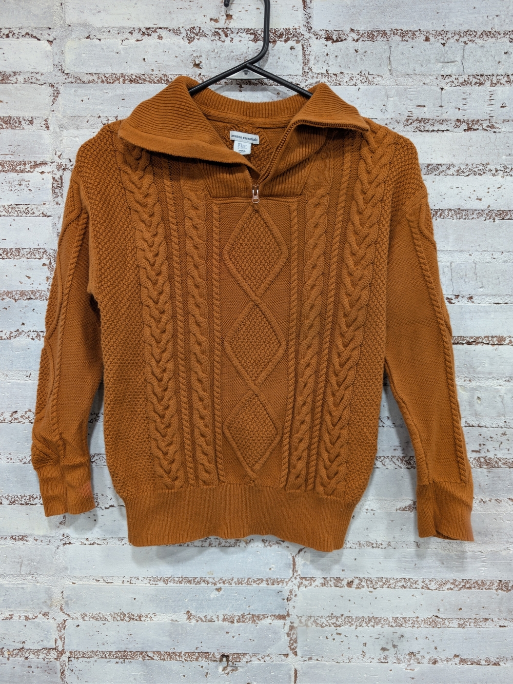 Cable-Knit Half-Zip Sweater - Rust Brown